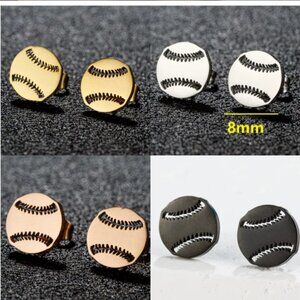 Baseball Stainless Steal Stud Earrings